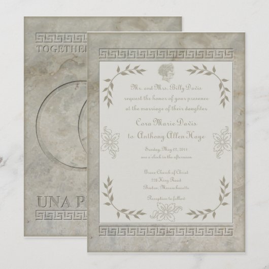 Goddess Juno Symbol for Marriage Marble Invitation Kaart (Voorkant / Achterkant)