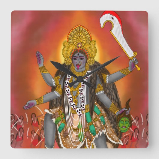 Goddess Kali Clock Vierkante Klok (Voorkant)
