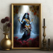 Goddess Kali Ma Blue Floral Waterfall Fantasy Art Poster