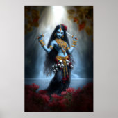Goddess Kali Ma Blue Floral Waterfall Fantasy Art Poster (Voorkant)