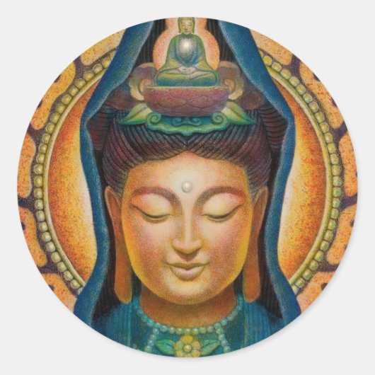 Goddess Kuan Yin's Flame Ronde Sticker (Voorkant)