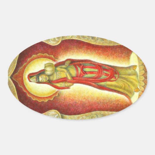 Goddess Kuan Yin's Lotus Ovale Sticker (Voorkant)