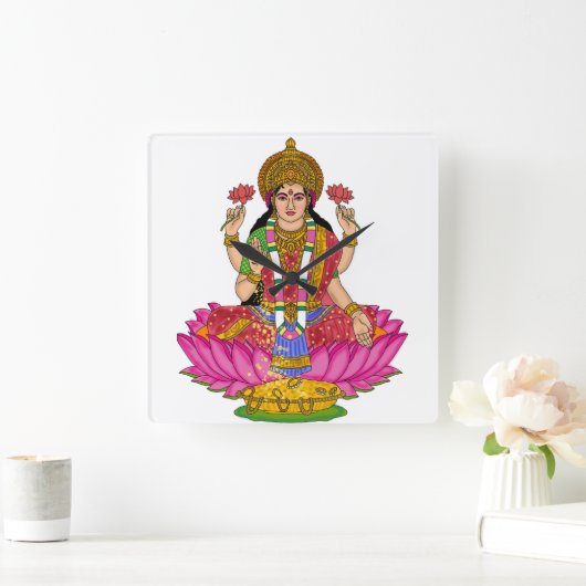 Goddess Lakshmi Clock Vierkante Klok (Huis)