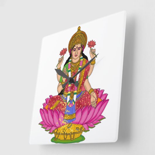 Goddess Lakshmi Clock Vierkante Klok (Hoek)