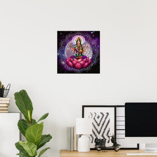 Goddess Lakshmi - kosmische zegen mandala Poster (Thuiskantoor)