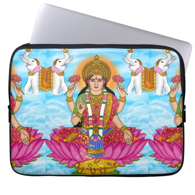 Goddess Lakshmi Laptop Cover Sleeve (Voorkant)