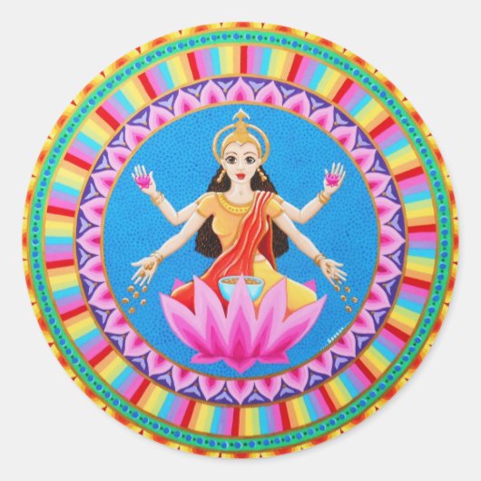 Goddess Lakshmi mandala Ronde Sticker (Voorkant)