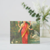 Goddess Lakshmi - Raja Ravi Varma Briefkaart (Staand voorkant)