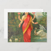 Goddess Lakshmi - Raja Ravi Varma Briefkaart (Voorkant / Achterkant)