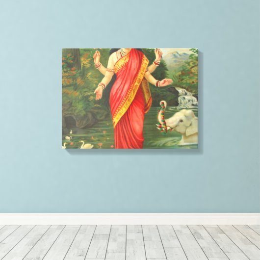 Goddess Lakshmi - Raja Ravi Varma Canvas Afdruk (Insitu (Houten vloer))
