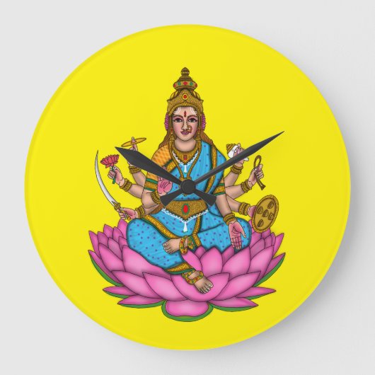 Goddess Lakshmi Wall Clock Grote Klok (Voorkant)