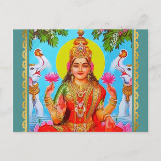Goddess Lakshmi White Elephants Diwali Painting Briefkaart