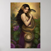 Goddess Lilith in the Garden of Eden Snake Art Poster (Voorkant)