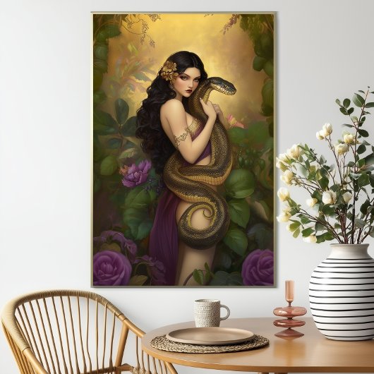 Goddess Lilith in the Garden of Eden Snake Art Poster