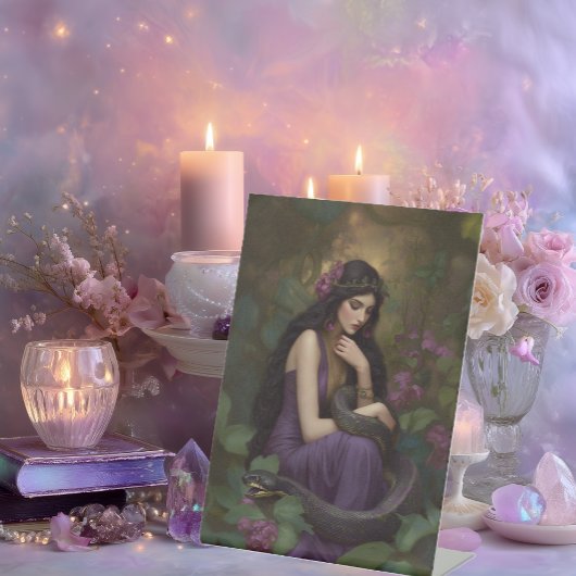 Goddess Lilith The Serpent Queen Awakens Portrait  Reclamebord Met Voetstuk