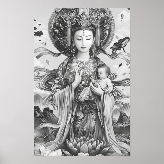 Goddess Line Tekening Poster - Zwart-wit kunst (Voorkant)