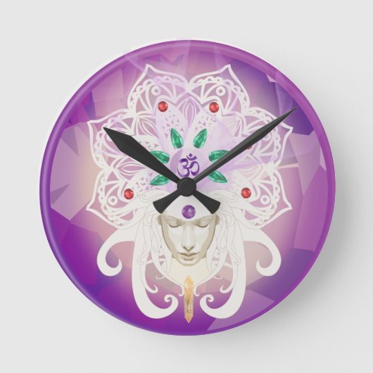 Goddess Meditation Wall Clock Ronde Klok (Voorkant)