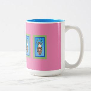 Goddess Mosaic in Green & Blue op roze Tweekleurige Koffiemok
