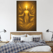 Goddess of Golden Revelation – Radiant Light Aura Canvas Afdruk (Insitu (Slaapkamer))