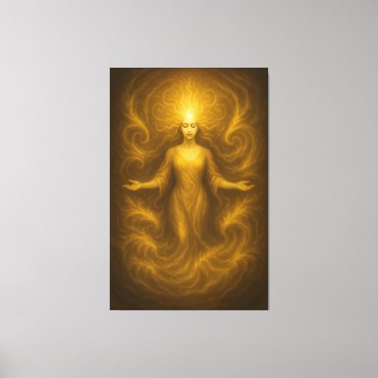 Goddess of Golden Revelation – Radiant Light Aura Canvas Afdruk (Voorkant)