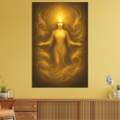 Goddess of Golden Revelation – Radiant Light Aura Canvas Afdruk (Insitu (Woonkamer))