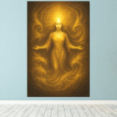 Goddess of Golden Revelation – Radiant Light Aura Canvas Afdruk (Insitu (Houten vloer))