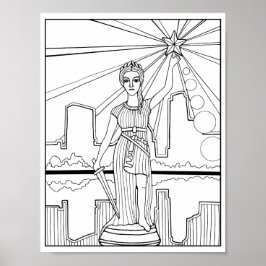 Goddess of Liberty Statue Austin Kleurplaat Art Poster