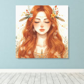 Goddess of Nature –Bohemian Earth Spirit Woman Art Canvas Afdruk (Insitu (Houten vloer))
