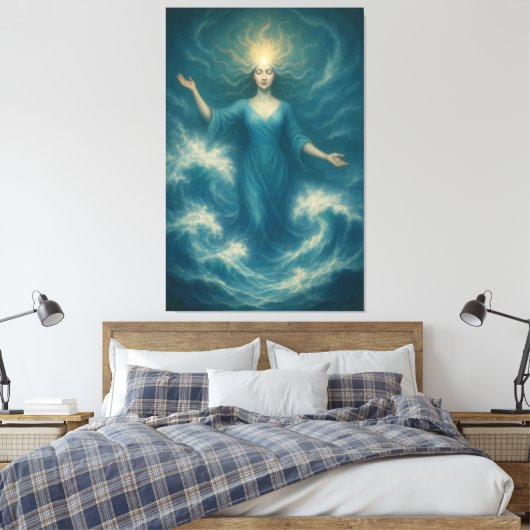  Goddess of Oceanic Radiance – Tidal Light Aura Ar Canvas Afdruk (Insitu (Slaapkamer))