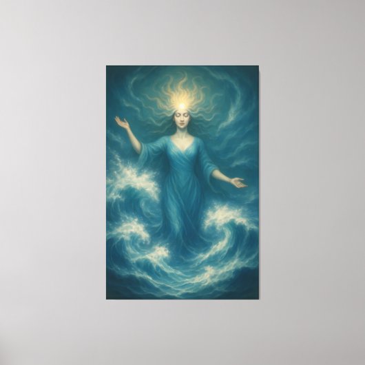 Goddess of Oceanic Radiance – Tidal Light Aura Ar Canvas Afdruk (Voorkant)
