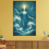 Goddess of Oceanic Radiance – Tidal Light Aura Ar Canvas Afdruk (Insitu (Woonkamer))