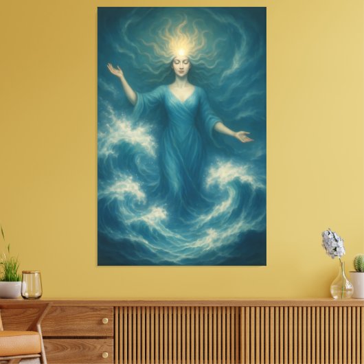  Goddess of Oceanic Radiance – Tidal Light Aura Ar Canvas Afdruk (Insitu (Woonkamer))