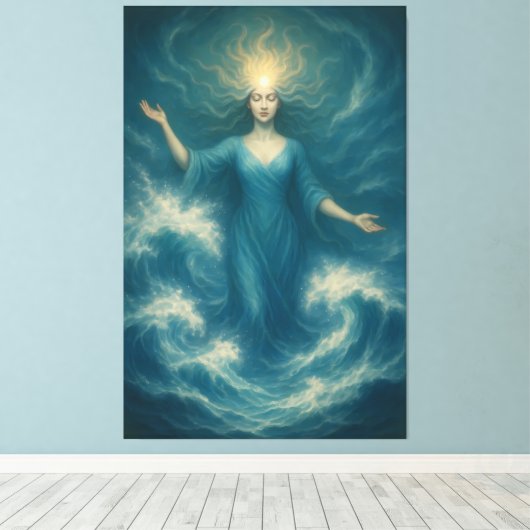  Goddess of Oceanic Radiance – Tidal Light Aura Ar Canvas Afdruk (Insitu (Houten vloer))