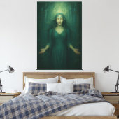 Goddess of the Emerald Spirit – Forest Aura Enligh Canvas Afdruk (Insitu (Slaapkamer))