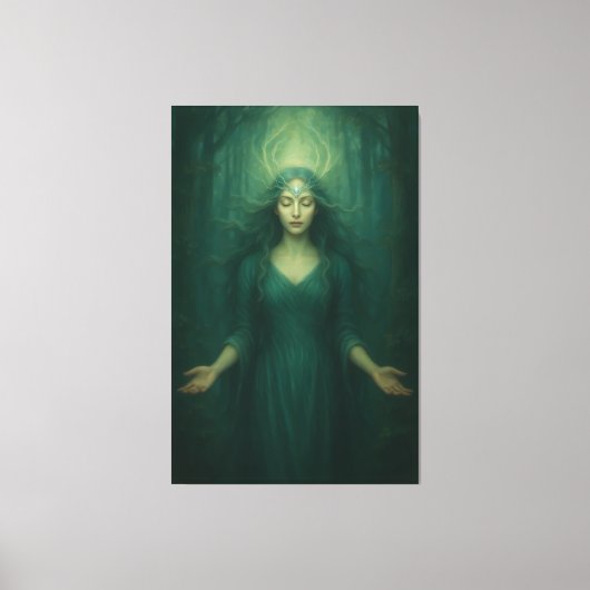 Goddess of the Emerald Spirit – Forest Aura Enligh Canvas Afdruk (Voorkant)