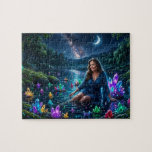 Goddess of the Magical Crystal Lake Legpuzzel<br><div class="desc">Artwork of a beautiful mature woman bathing in the waters of a magical lake of colorful crystals. Created in Google Flow and upscaled with Leonardo.ai.</div>