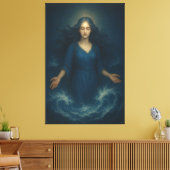 Goddess of Tidal Serenity – Ocean Spirit Blue Aura Canvas Afdruk (Insitu (Woonkamer))