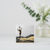 *~* Goddess Ombre Gray SILVER Glitter Cosmic Moon Vierkante Visitekaartje (Staand voorkant)