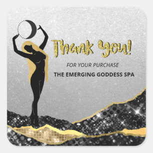 *~* Goddess Ombre Grey SILVER Glitter DANK U Vierkante Sticker