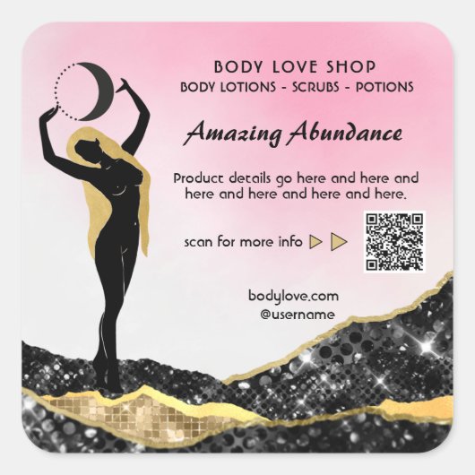 *~* Goddess Ombre Pink Inention Spell AP24 Vierkante Sticker (Voorkant)