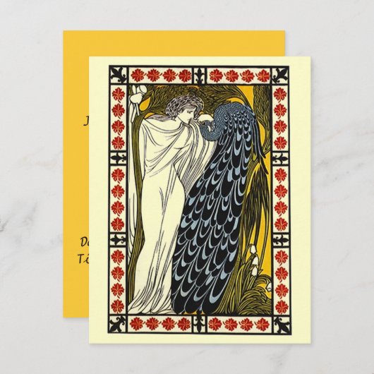 Goddess & Peacock Toga Party Invitation Kaart (Voorkant / Achterkant)