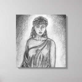 Goddess Pencil Tekening door Sara Motolanez Canvas Afdruk