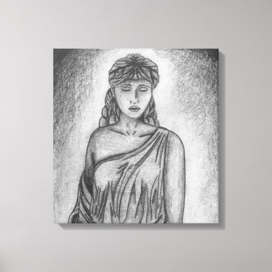 Goddess Pencil Tekening door Sara Motolanez Canvas Afdruk (Voorkant)
