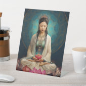 Goddess Quan Yin High Frequency Portrait Painting Reclamebord Met Voetstuk (Insitu)
