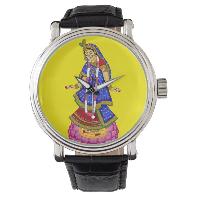Goddess Radha Wall Clock Horloge (Voorkant)