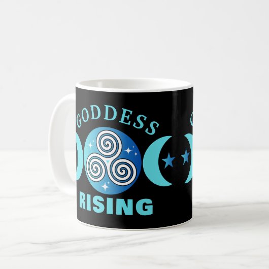 Goddess Rising Mok - Blauwgroen en blauwe stroom (Voorkant links)