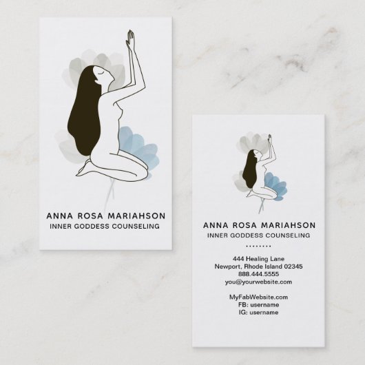 *~* Goddess Sacred Floral Pastel Meditation Spa Visitekaartje (Voorkant / Achterkant)