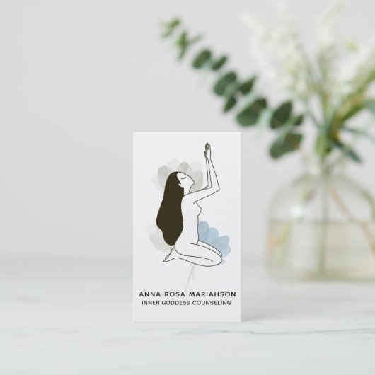 *~* Goddess Sacred Floral Pastel Meditation Spa Visitekaartje (Staand voorkant)