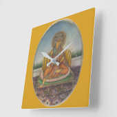 Goddess Samanya Lakshmi  Gouache Painting Vierkante Klok (Hoek)