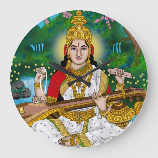 Goddess Saraswati Clock Grote Klok (Voorkant)